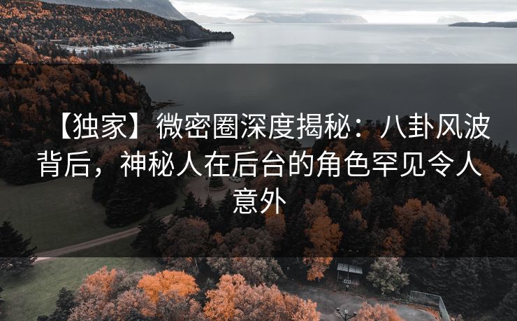 【独家】微密圈深度揭秘：八卦风波背后，神秘人在后台的角色罕见令人意外