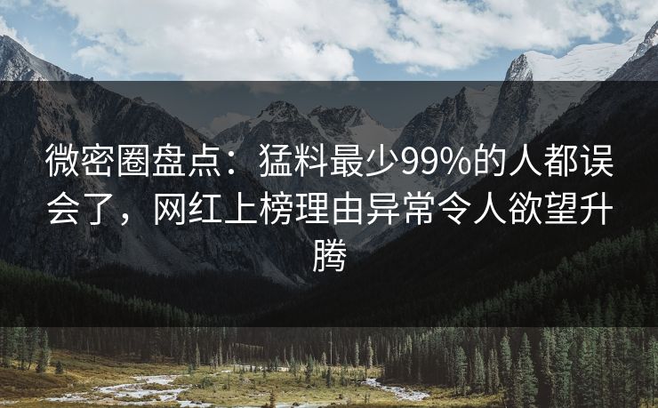 微密圈盘点：猛料最少99%的人都误会了，网红上榜理由异常令人欲望升腾