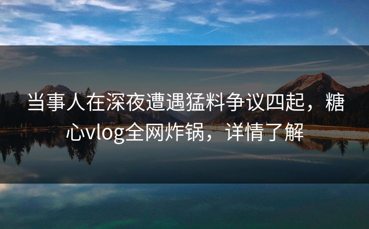 当事人在深夜遭遇猛料争议四起，糖心vlog全网炸锅，详情了解